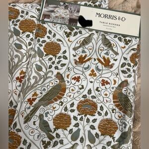 William Morris & Co Seasons By May Table Runner 16”x 90” Bird Flower Floral NEW